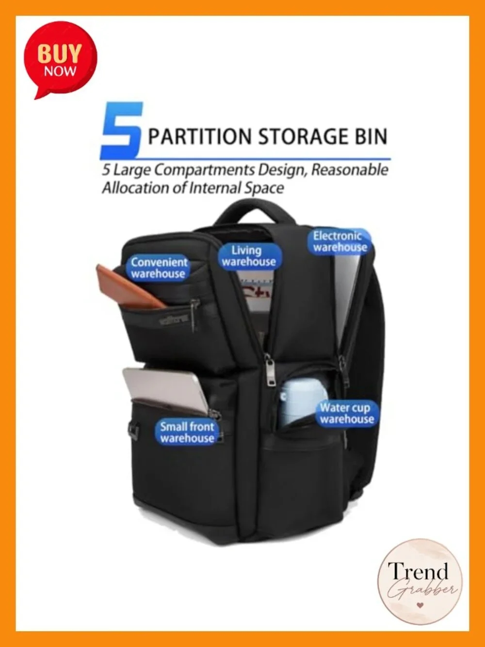 Men's 15.6 Inch Laptop Backpack Business Travel Casual Waterproof Commuter Bag
